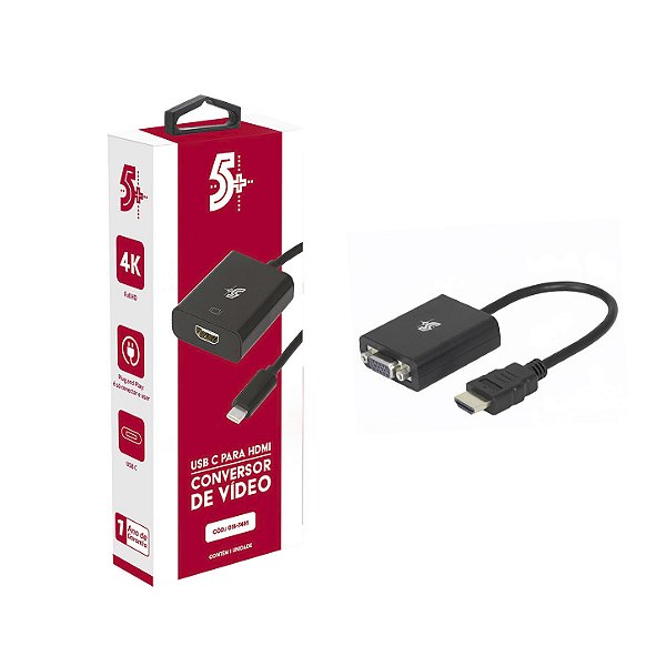 Conversor de Vídeo HDMI para VGA Saída R/L com Cabo P2st