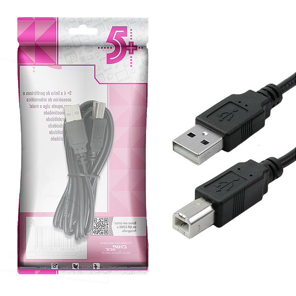 CABO USB 2.0 - USB A MACHO + USB B MACHO 2.0 - 2M - PRETO