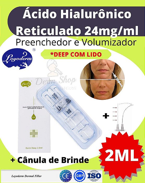 Ácido Hialurônico Injetável Reticulado Deep/Ultra Deep Lido 2 ml - Loyoderm