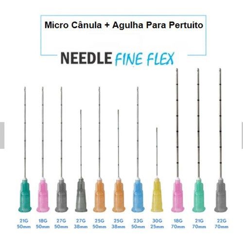 Microcânulas Para Preenchimento Facial + agulha de pertuito 22G x 50mm (10 unidades)
