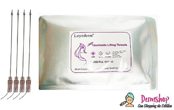 Pacote Fios de Sustentacao 6D 19GX 100mm Espiculado Lifting Ponta Romba canulado (20 peças)- Loyoderm