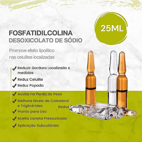 Lipo Enzimática 25ml/5 ampolas de 5ml/P Gordura Localizada e Papada