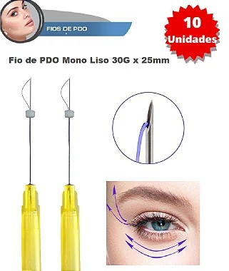 Fios de PDO Mono Liso 30G x 25mm ( Pacote 10 unidades) Loyoderm