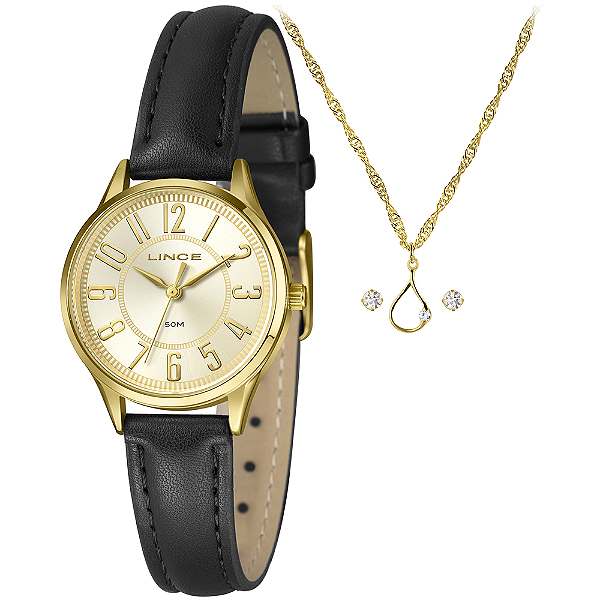 Relógio Lince KitsDourado Puls. Preta LRCH238L30 k0FY