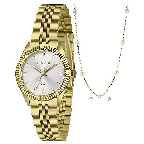 RELOGIO KIT FEMININO LINCE LRGM064L32 K0JB DOURADO