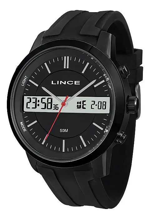 Relógio Lince Masculino MAP4489L P1PX Anadigi Alarme Preto