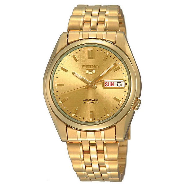 Relógio Masculino Seiko 5 Automático SNK366B1 C1KX Dourado