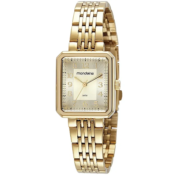Relógio Mondaine Retangular Dourado Feminino 32358LPMVDE1