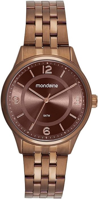 Relógio Feminino Aço Marrom chocolate Elegante 32941LPMVME1