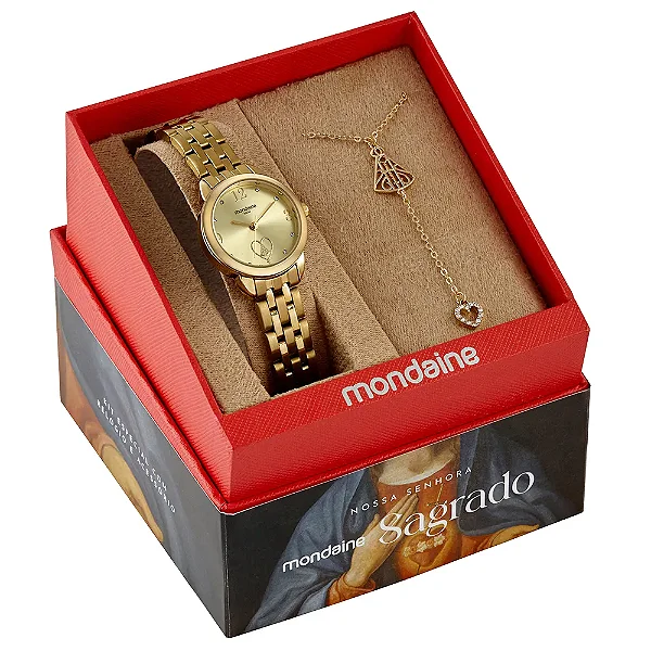 Kit Relógio Dourado Nossa Senhora Aparecida 99749LPMKDE1K1