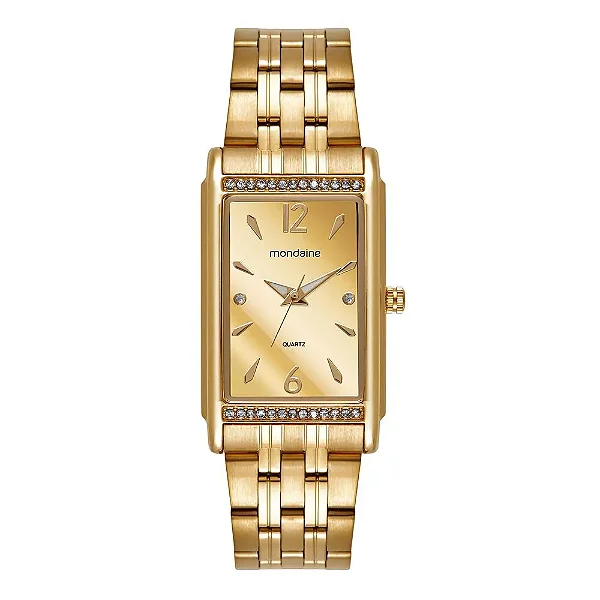 Relogio Mondaine 32959lpmvde1 Retangular Espelhado Dourado