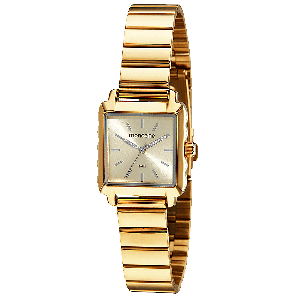 Relogio Mondaine Feminino 32218lpmvde1 Quadrado Dourado