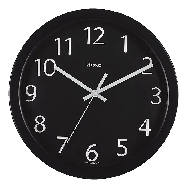 Relógio De Parede Alumínio 30cm Preto Herweg 6719-034