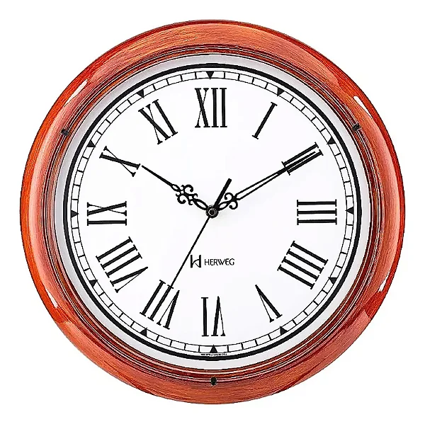 Relógio De Parede Herweg Quartz Redondo Canela 660132 - 328