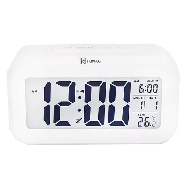 RELÓGIO DESPERTADOR DIGITAL HERWEG 2988-021 BRANCO