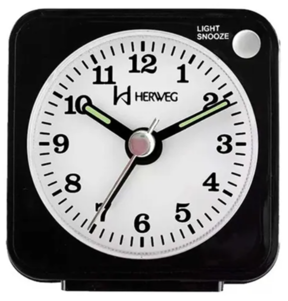 Despertador Herweg Contínuo Preto Com Luz 2510-034