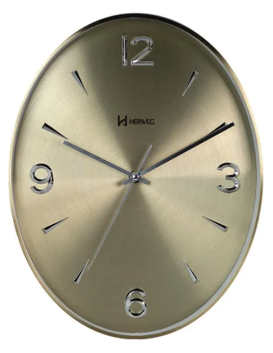 Relógio De Parede Herweg 4610-029 Oval Dourado