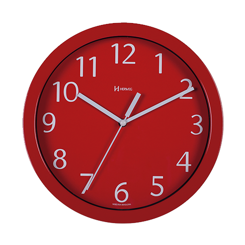 Relógio De Parede Aluminio Herweg 6718-044 - Vermelho