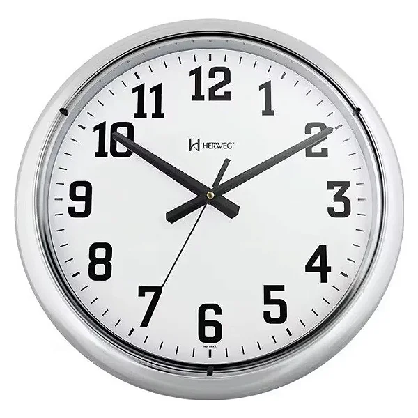 Relógio de Parede Herweg 660129-070 Redondo 40cm Prateado