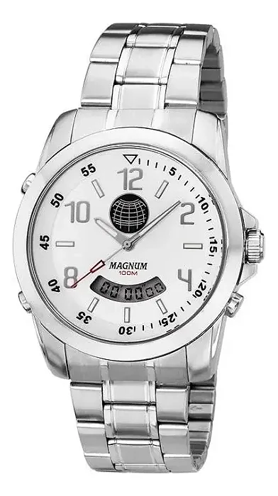 Relógio De Pulso Magnum Globinho Anadigi Masculino Ma10743q