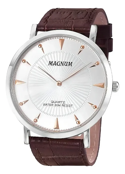 Relógio Magnum Social Slim Puls. De Couro Ma21900q