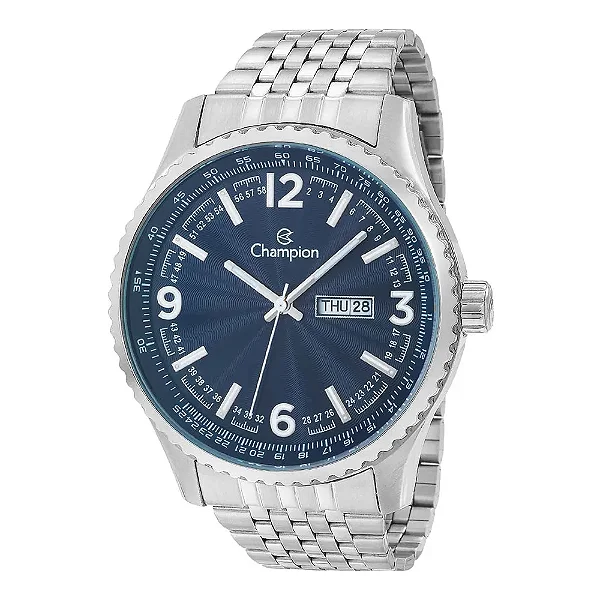 Relógio CHAMPION masculino prata azul analogico CA31604F