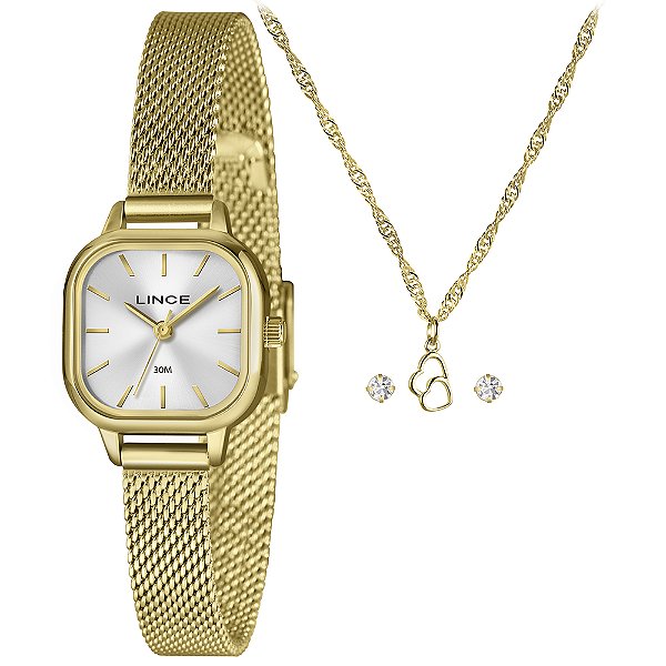 RELOGIO KIT FEMININO LINCE  LQGM083L23 K0LSS DOURADO