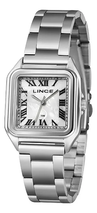 Relógio Lince Feminino Lqmm071l30 B3sx Retangular Prateado