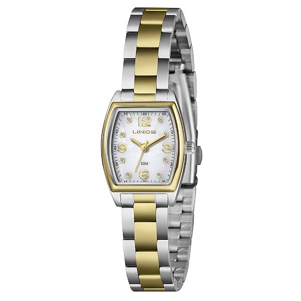 Relógio Lince Feminino Lqth265l22 B2sk Retangular Bicolor