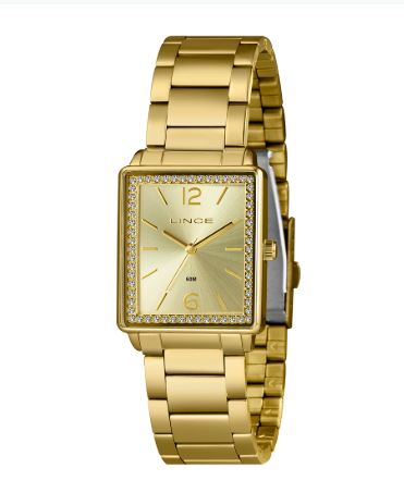 Relógio Lince Feminino Dourado  LQG4737L28 Resistente Água