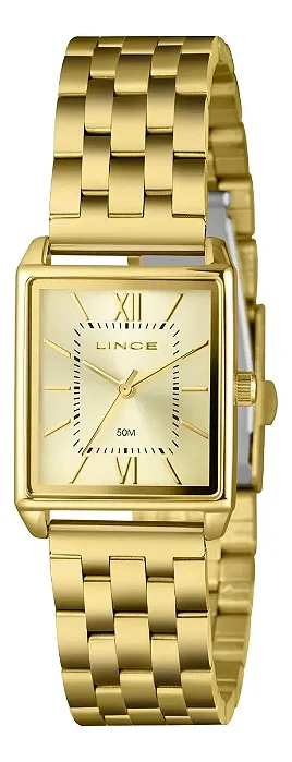 Relógio Lince Feminino Retangular Lqg4823l25 C3kx Dourado