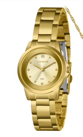 Relógio Lince Feminino Lrg4845l32 K0I5 Dourado +semijoia