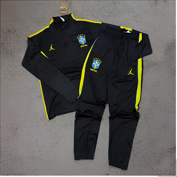Conjunto Treino Masculino de Treino Brasil Preto Jordan