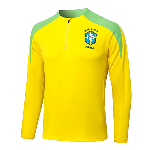 Conjunto de Treino Brasil - Amarelo com detalhes Verdes