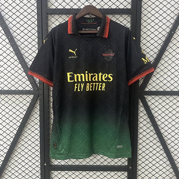 Camisa AC Milan x Off-White 2025/26 Torcedor Masculina
