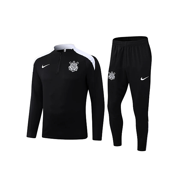 Conjunto de Frio Agasalho Timão Preto Masculina