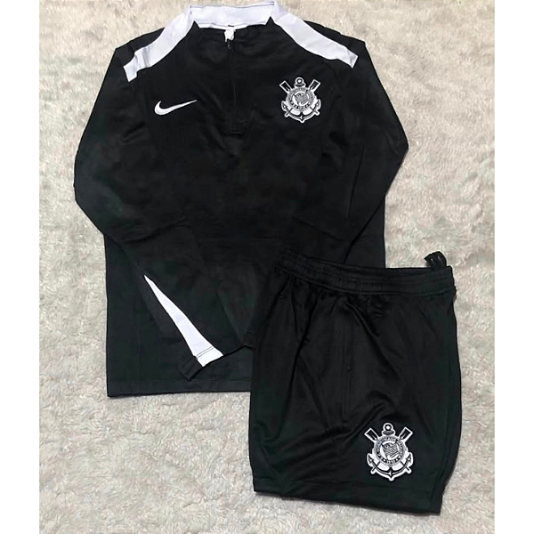 Conjunto de Frio Agasalho Timão Preto Masculina