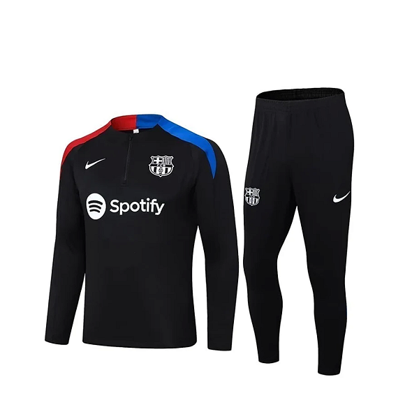 Conjunto de Frio Agasalho Barcelona Masculina 24/25 Azul/ Preto/Vermelho