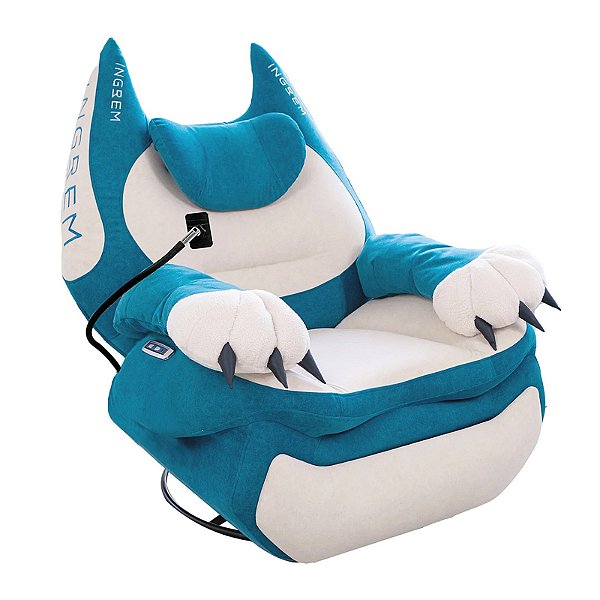 Sofá Inteligente Ingrem Puffy Cat Azul e Branco 220V com Acionamento por Voz (Inglês)