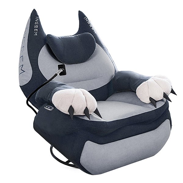 Sofá Inteligente Ingrem Puffy Cat Preto e Cinza 220V com Acionamento por Voz (Inglês)