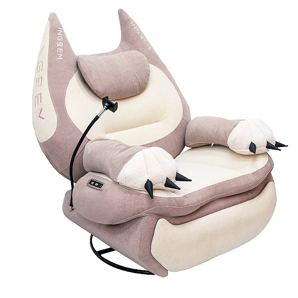 Sofá Inteligente Ingrem Puffy Cat Rosa e Creme 220V com Acionamento por Voz (Inglês)