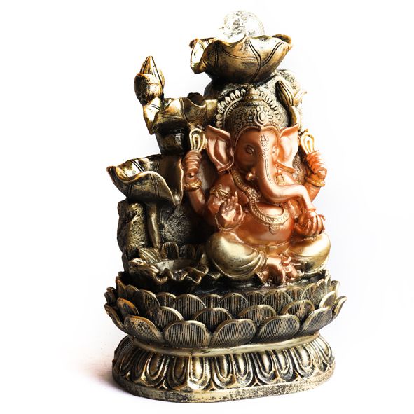 Fonte Ganesha Bronze com Bola de Vidro REF-22180