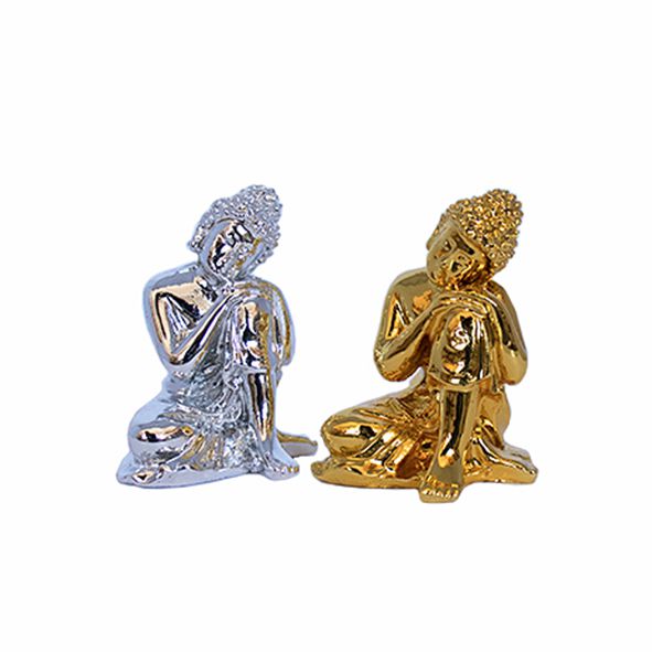 Mini Buda Pensador e Meditando - Prata ou Dourado