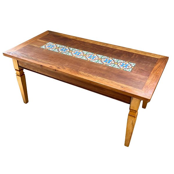 Mesa Madeira Demolição com Ladrilho - 1,60 x 0,80