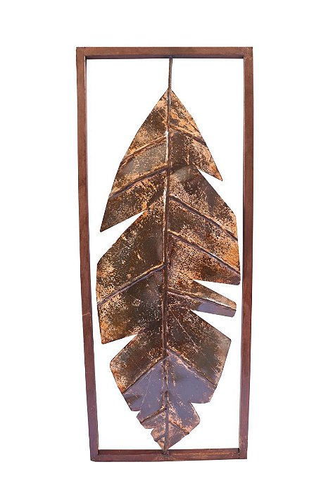 Quadro Folha Palmeira em Ferro e Artesanal - P