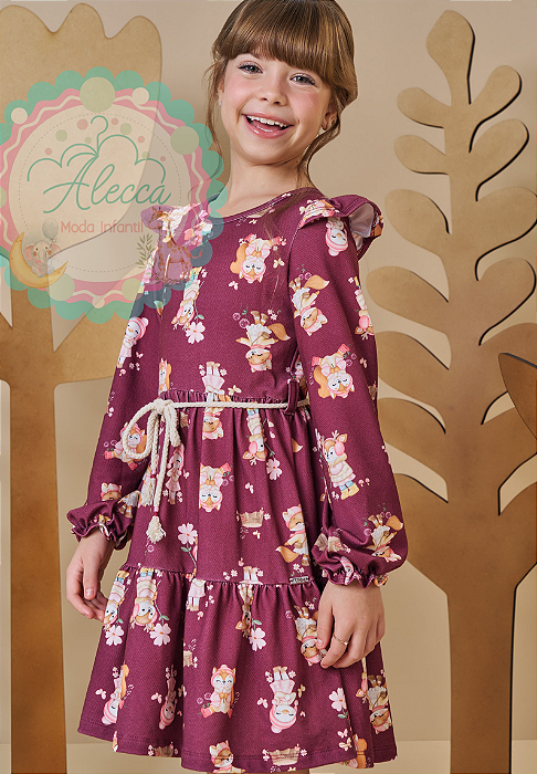 Vestido Marsala Infanti-Kukiê