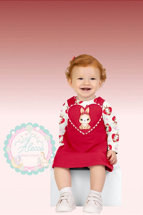 Salopete com Body Kyly Estampa de Coelhinha