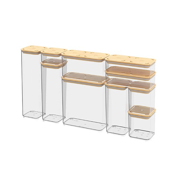 Conjunto de Potes Herméticos Modular Bambu 10 Peças