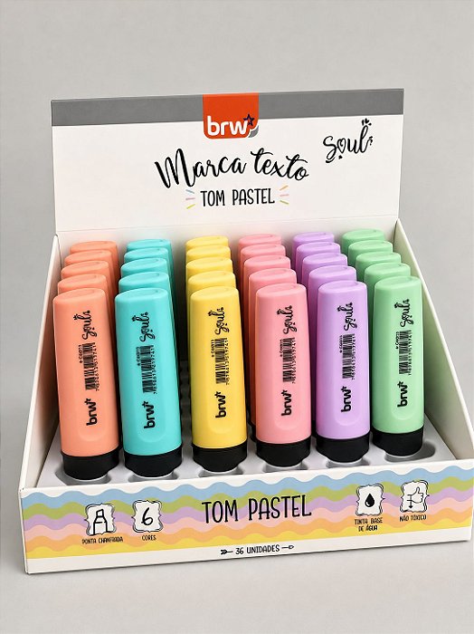 Marca Texto Soul Pastel – 6 Cores – BRW (Unidade)