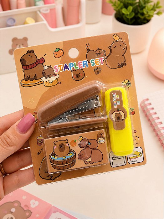 Kit Capivara – Marca-Texto + Grampeador – BRW